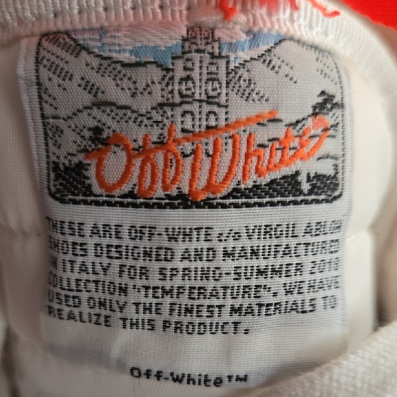 Off-White High-Top Sneakers with Orange Accents - Picture 8 of 15